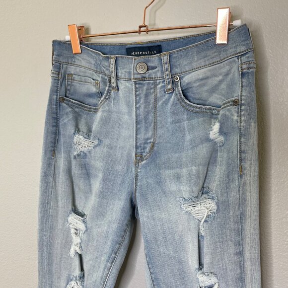 Aeropostale Seriously Stretchy High-Rise Jegging Size 6 Ripped Destroyed Skinny - Picture 3 of 11